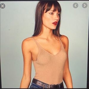 Reformation ribbed top in blush pink xs